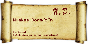 Nyakas Dormán névjegykártya
